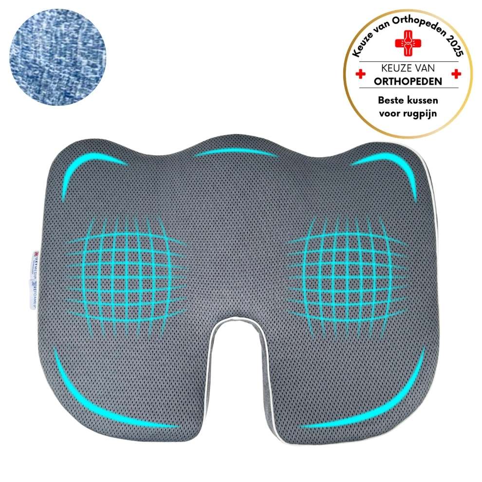 ND Zdjęcie 1 niebieskie Orthopedisch Zitkussen met Oxymesh® V2 - Afbeelding 1